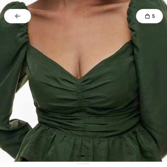 🚩Wilfred Forest Green Ruched Blouse - Picture 2 of 7